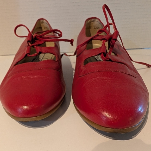 Trotters Red Ballet Style Red Leather Wedge Shoes Sz. 8WW - Picture 9 of 14
